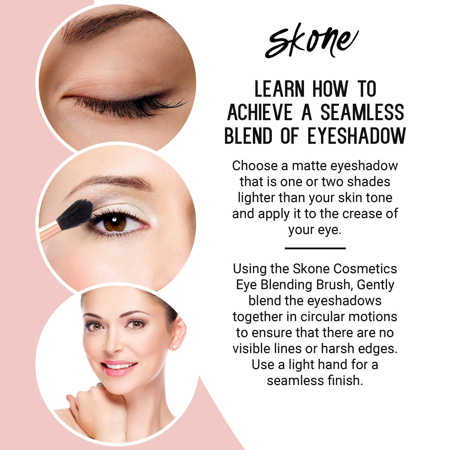 Skone Cosmetics Blending Eye Brush - Luxe Premium Rose Gold and Synthetic Eye Blending Brush - Professional Grade Nylon Blending Brush Used To Blend