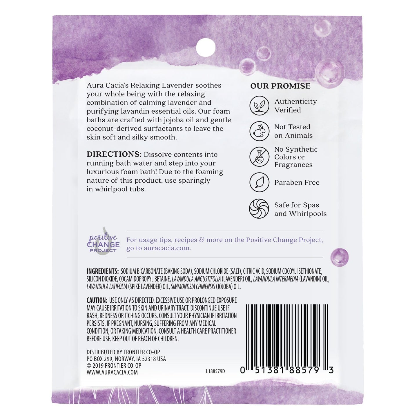 AURA CACIA Lavender Foaming Bath, 2.5 OZ