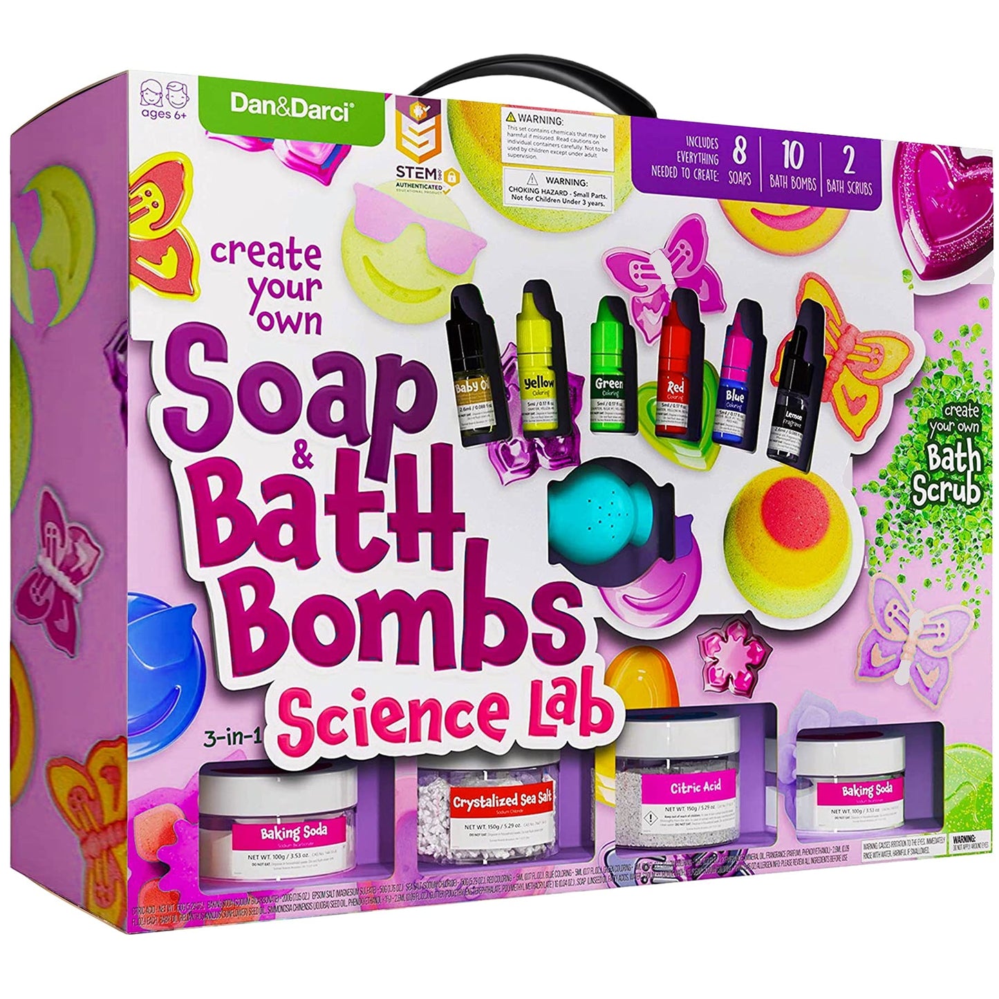 Dan&Darci Soap & Bath Bomb Making Kit for Kids – 3-in-1 DIY Spa Science Kit with Soap, Bath Bomb & Scrub Crafts – Fun STEM Gift for Girls & Boys Ages 6-12, Creative Experiment Toy & Birthday Gift Idea