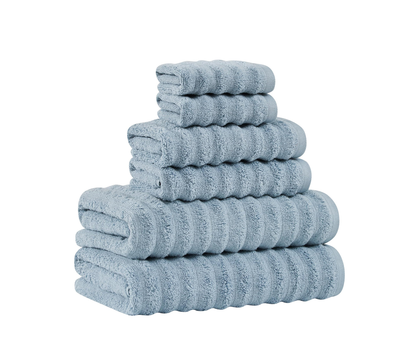 Christian Siriano NY Textured Zero Twist Light Blue 6 Piece Towel Set, Solid Color Themed, Oeko-TEX Certified Confidence