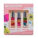 Blossom Roll on Lip Gloss, Scented Clear High Shine Moisturizing Lip Oil, Non Sticky, Infused with Real Flowers, Made in USA, 0.3 fl. oz./9ml, 3 pack