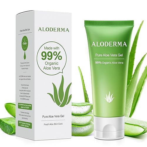 Aloderma 99% Organic Aloe Vera Gel for Face Made within 12 Hours of Harvest - Natural Hydrating Pure Aloe Vera for Soothing Skincare - Moisturizing