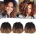 Jamaican Bounce Hair Extensions 8 inch Ringlet Wand Curl 3 Tone Blonde Brown Ombre Curly Crochet Braids 1B 30 27 Crochet Braiding Hair 60 Roots