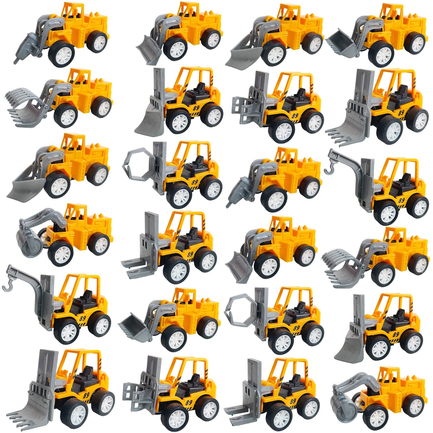 Juuxncgv 24PCS Mini Construction Vehicles – Pull Back Engineering Cars, Play Figures & Small Construction Toys for Kids Party Favors & Gifts