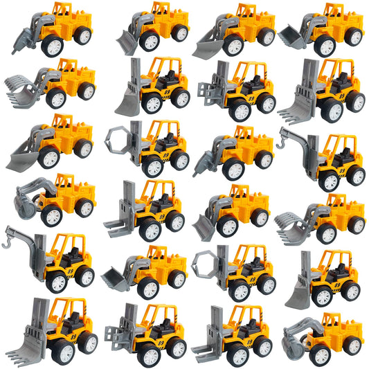 Juuxncgv 24PCS Mini Construction Vehicles – Pull Back Engineering Cars, Play Figures & Small Construction Toys for Kids Party Favors & Gifts