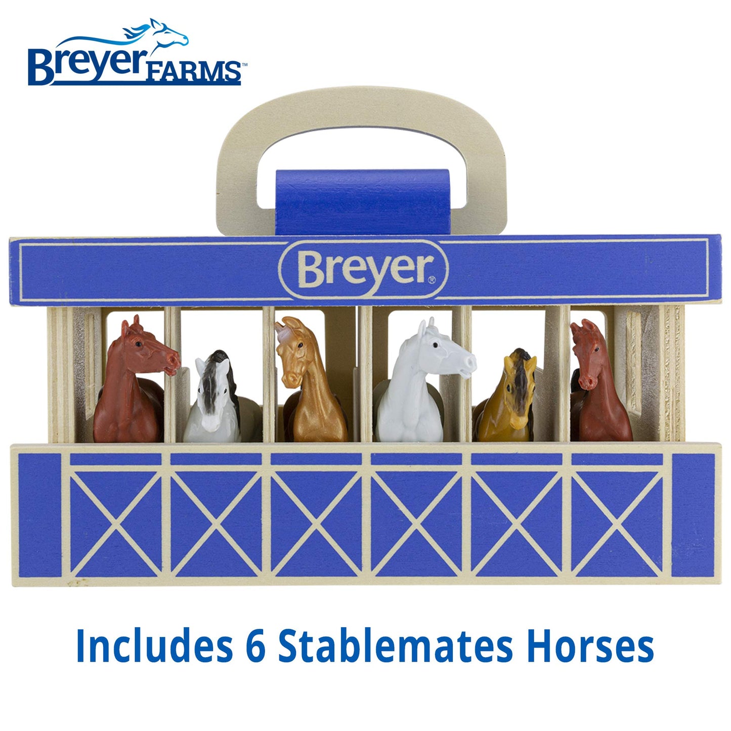 Breyer Horses Farms Wooden Stable Playset with 6 Horses | 6 Piece | 6 Stablemates Horses Included | 6” H x 9” L x 2.5” D | 1:32 Scale | Model #59217…