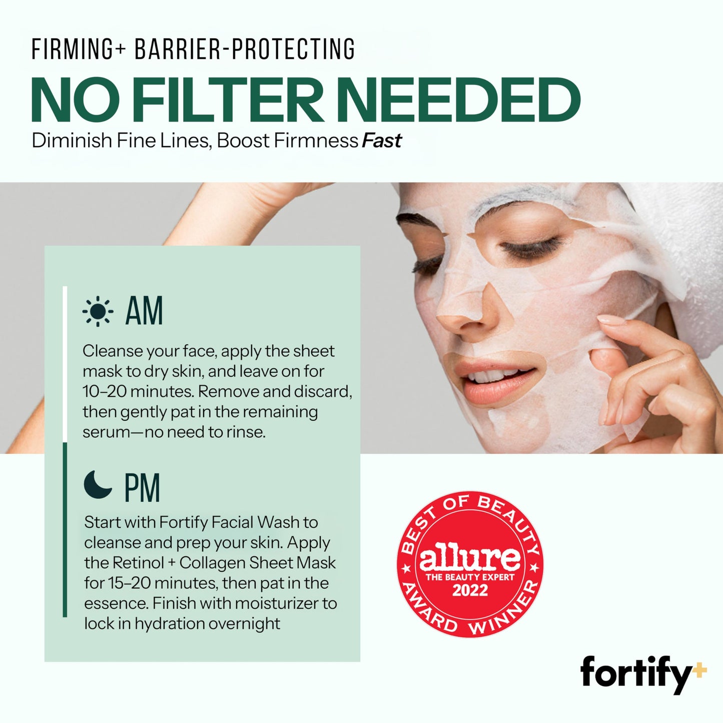 Fortify Skincare Retinol & Collagen Face Mask - 3-in-1: Detox, Treat, Boost - Hydrating, Firming, Anti-Aging - Dermatologist Tested Korean Skin Care