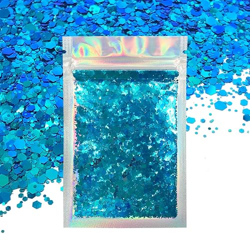 Blue Face & Body Glitter - Cosmetic Grade Chunky Glitter - Color Shift - Uses Include: Festivals, Raves, Face, Body, Nails, Resin, Arts, Crafts