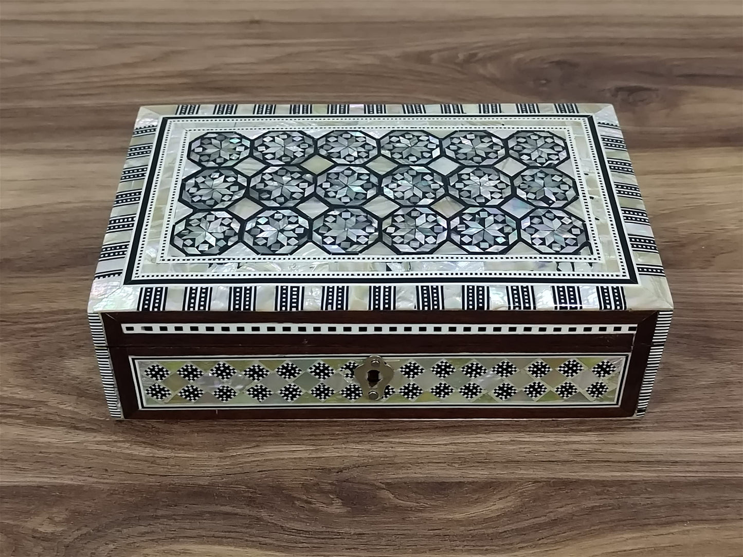 Handmade Egyptian Jewelry Box - Mother of Pearl Inlay - Decorative Wooden Trinket Box for Women Oriental Keepsake Storage Organizer ((8" X 5.2" x…