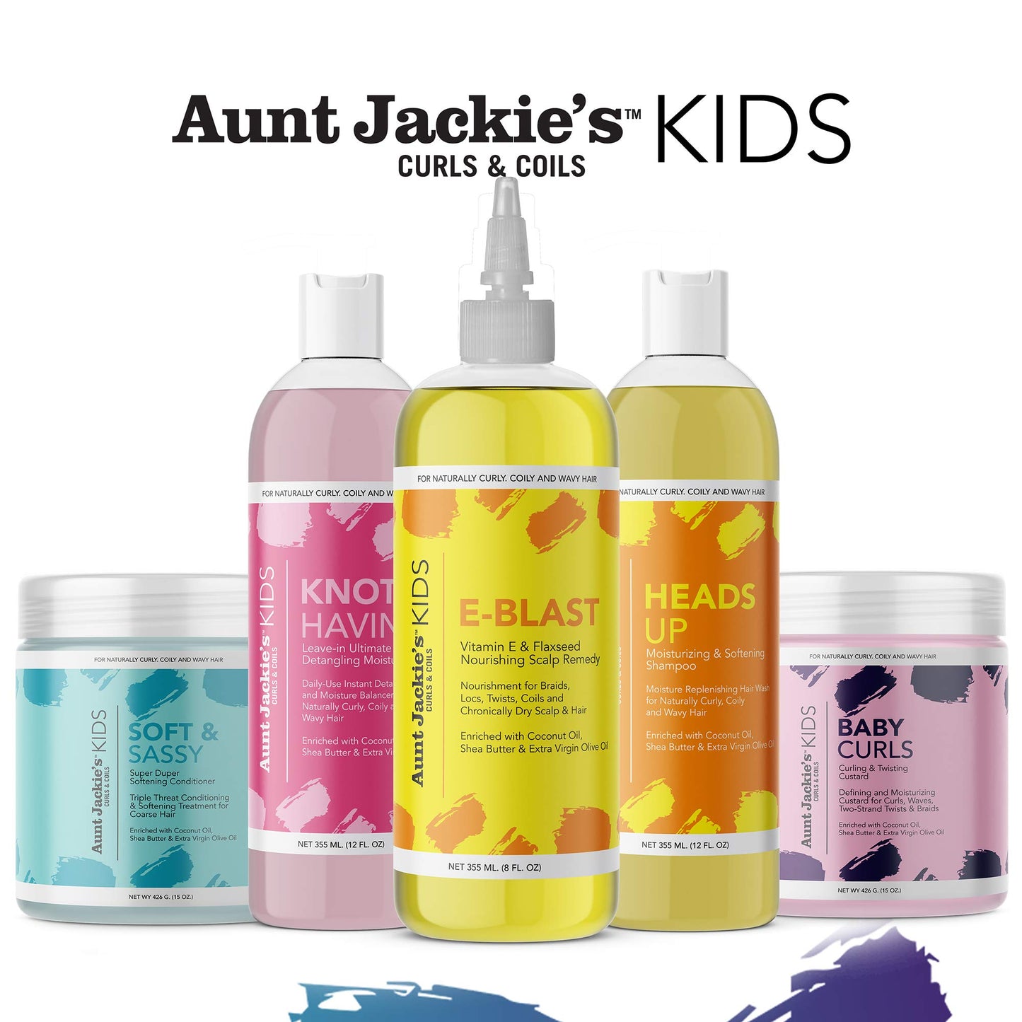 Aunt Jackie's Kids Heads Up Moisturizing and Hair Softening Shampoo for Naturally Curly, Coily and Wavy Hair, 12 oz