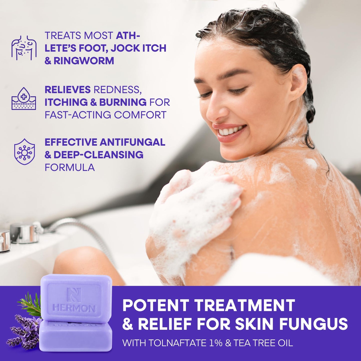 Hermon Antifungal Soap with Tea Tree Oil: Antifungal Bar Soothing Care & Relief of Itchy for Ringworm, Jock Itch, & Athletes Foot - Body & Face Wash Beauty & Personal Care Hermon