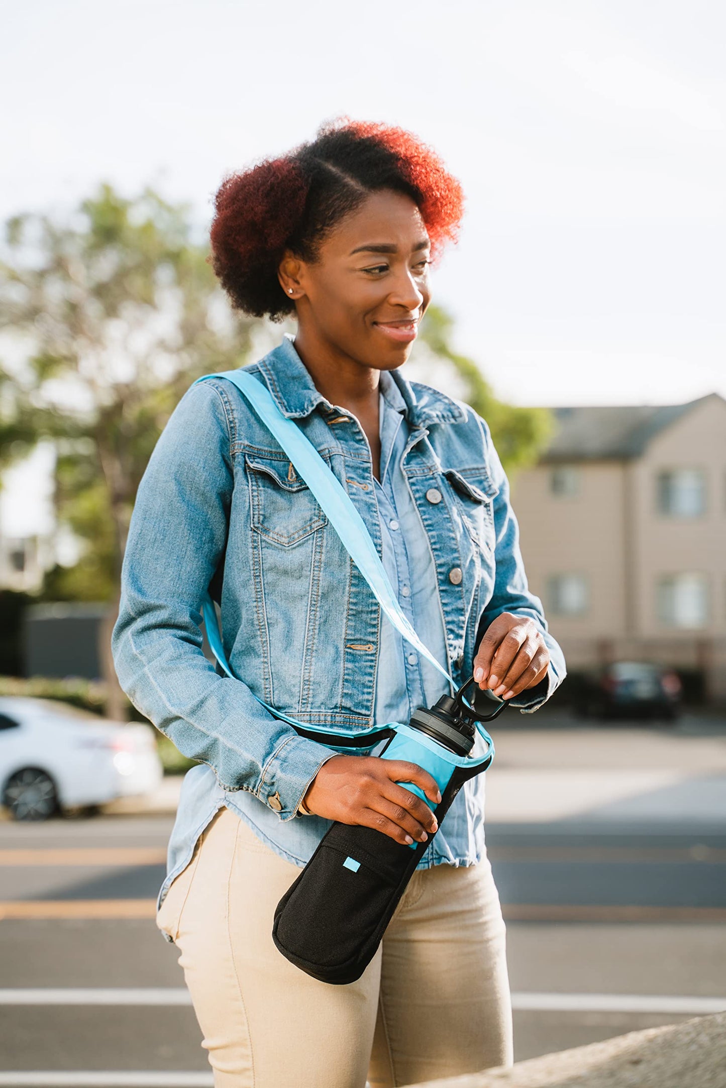ChicoBag rePETe Water Bottle Sling w/Strap, Carabiner Clip, Built-In Pouch, & Convenient Pockets | Eco-Conscious | Perfect for Walks, Hikes, Outdoor