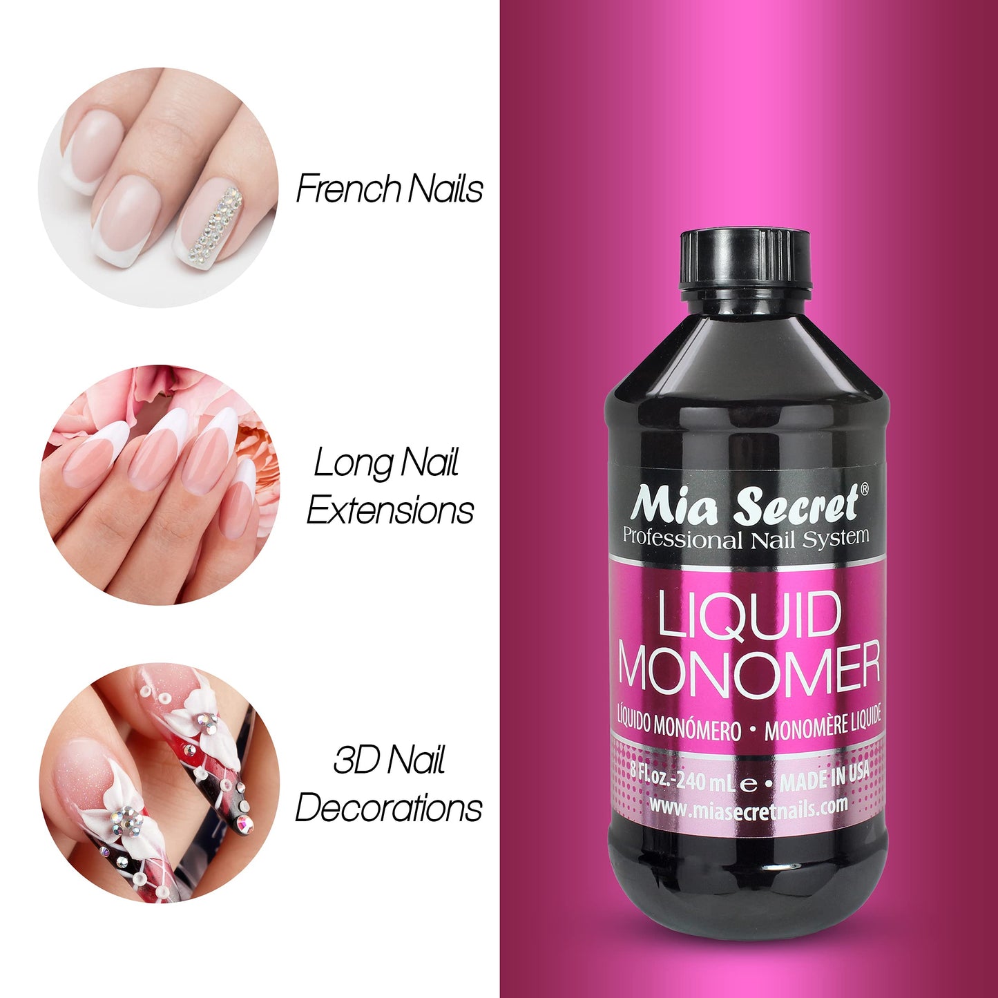 1 MIA SECRET 4 oz / 120ml LIQUID MONOMER PROFESSIONAL ACRYLIC NAIL SYSTEM Beauty & Personal Care Mia Secret
