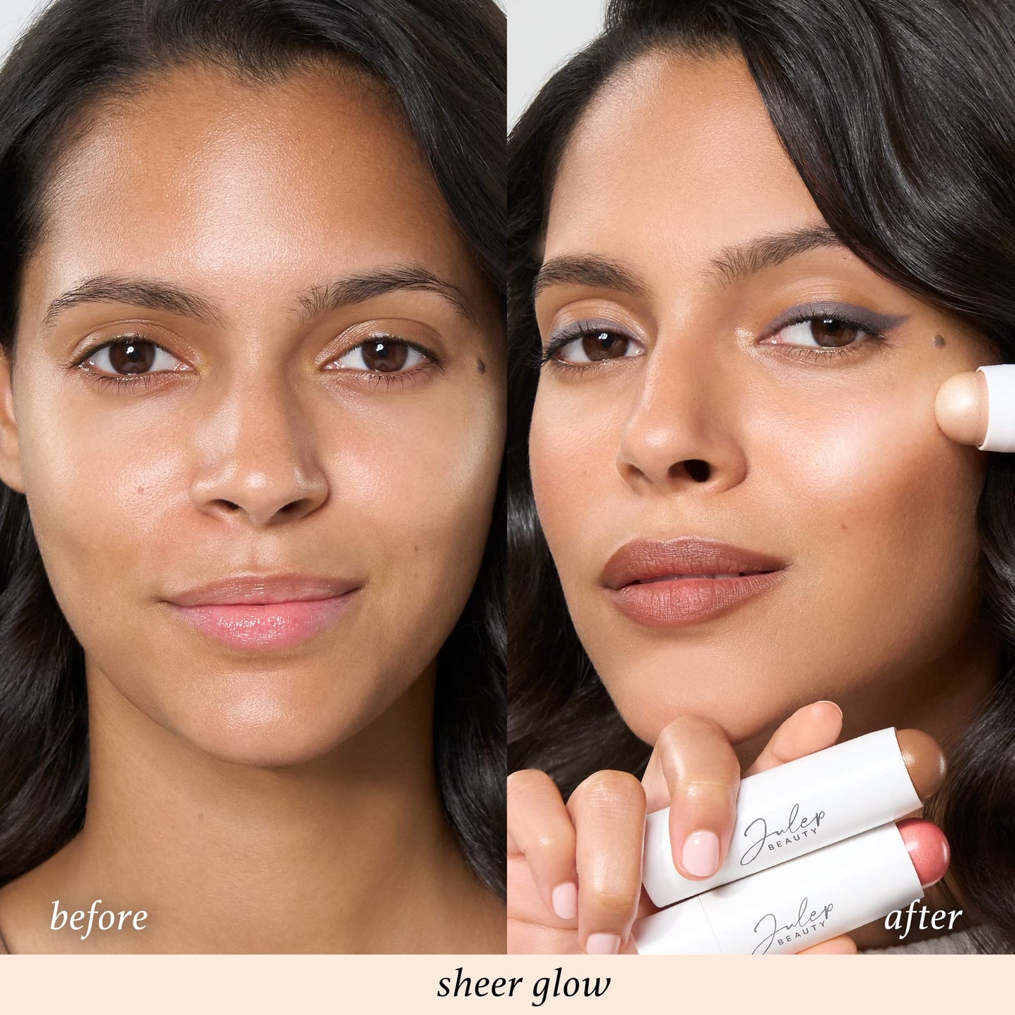 Julep Skip The Brush Cream to Powder Highlighter Stick- Sheer Glow - Blendable and Buildable Color - 2-in-1 Makeup Stick