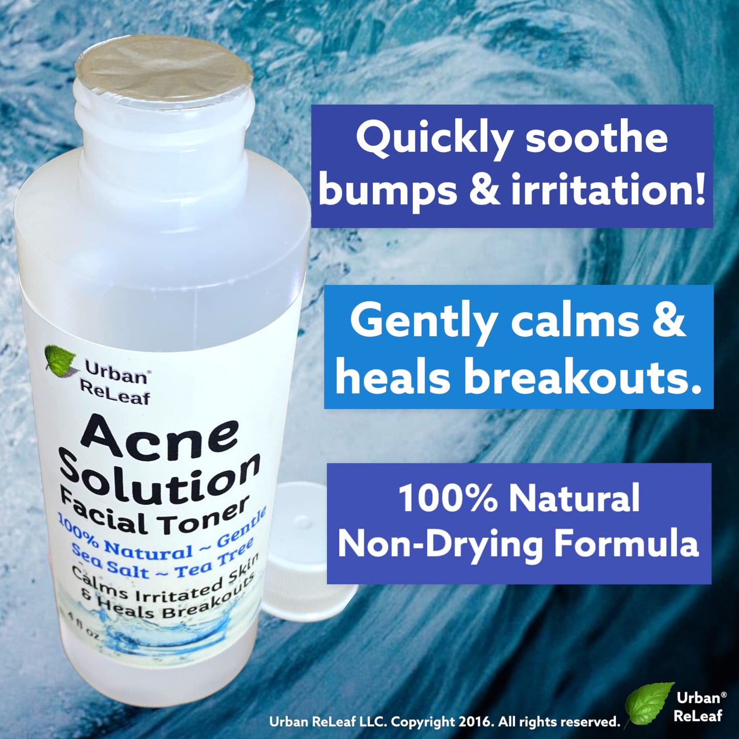 Urban ReLeaf Acne Solution Facial Toner! Sea Salt & Tea Tree. Soothe Skin, Calm breakouts. 4 oz. Gentle Effective. 100% Natural & Soothing. Reduce The