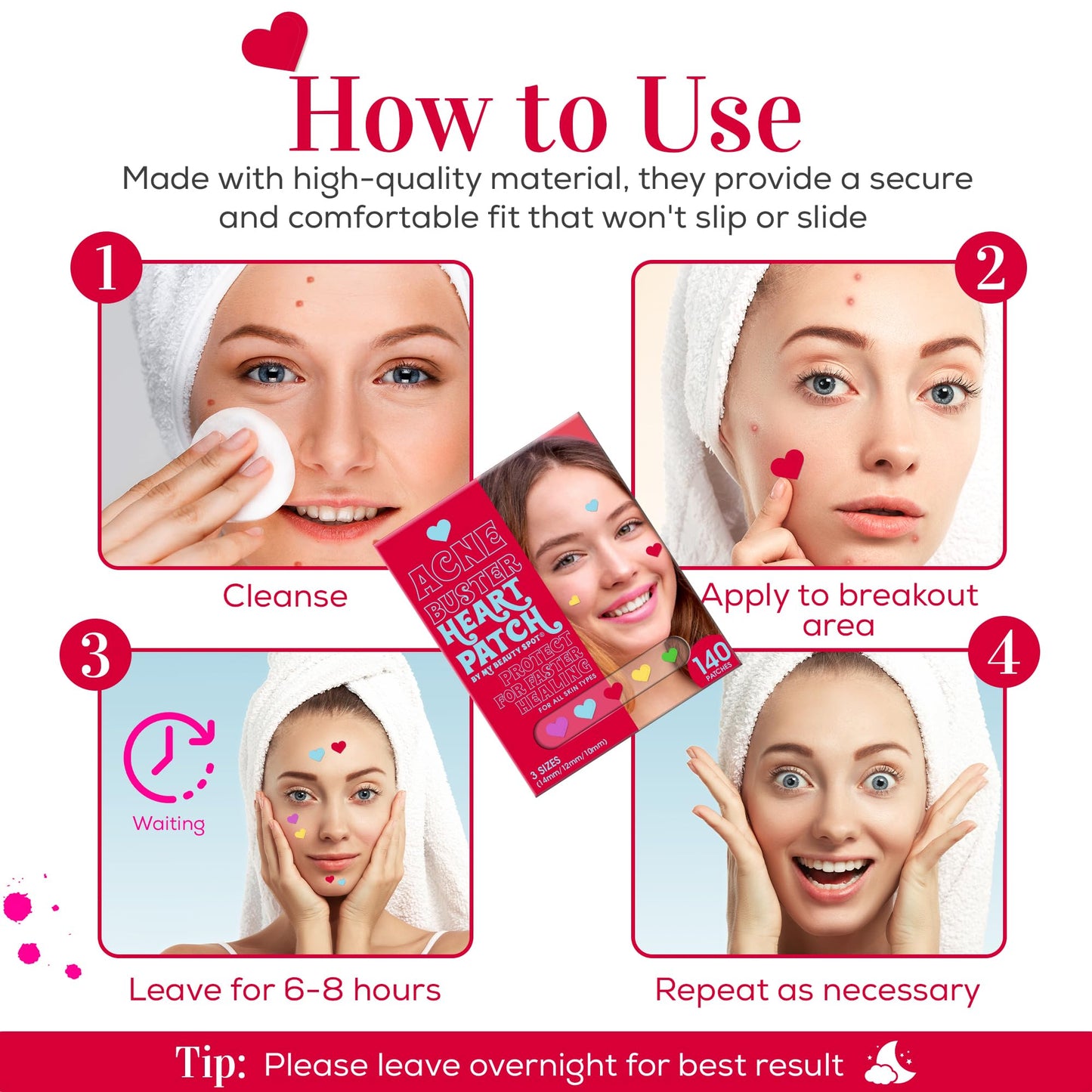 My Beauty Spot Pimple Patches Cute Acne Patches For Face (140 Patches) with Hydrocolloid, Tea Tree Extract & Salicylic Acid, Colorful Fun Designs