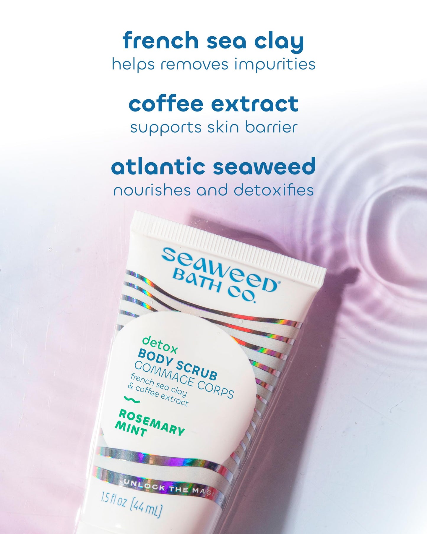 Seaweed Bath Co. Detox Body Scrub - Rosemary Mint - Exfoliating Skin Scrub Removes Dead Skin & Impurities - With French Sea Clay, Coffee Bean Extract