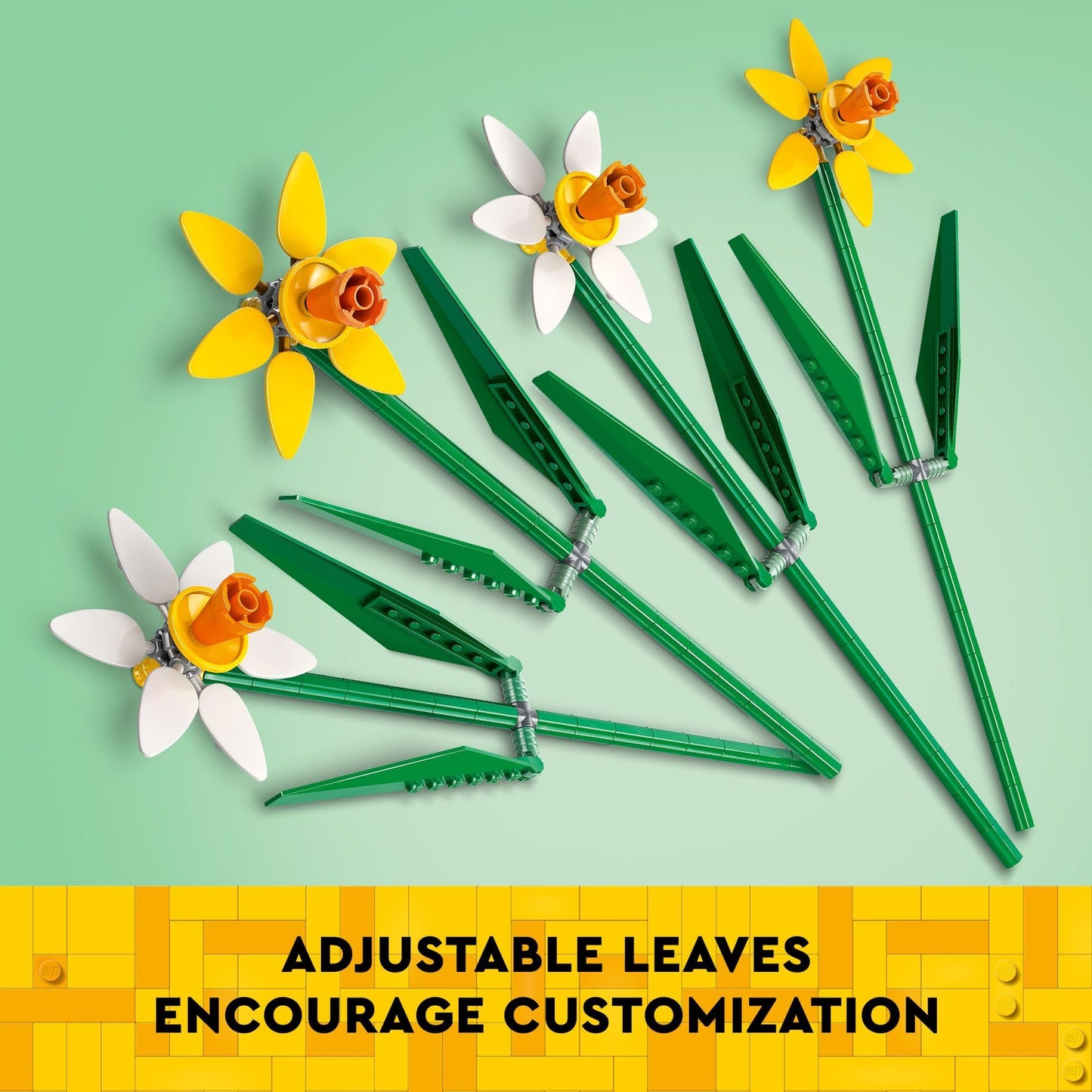 LEGO Daffodils Building Toy for Kids Ages 8+, Artificial Flower Set for Bedroom Decor & Display, Fun Birthday Gift for Girls & Boys, 40747