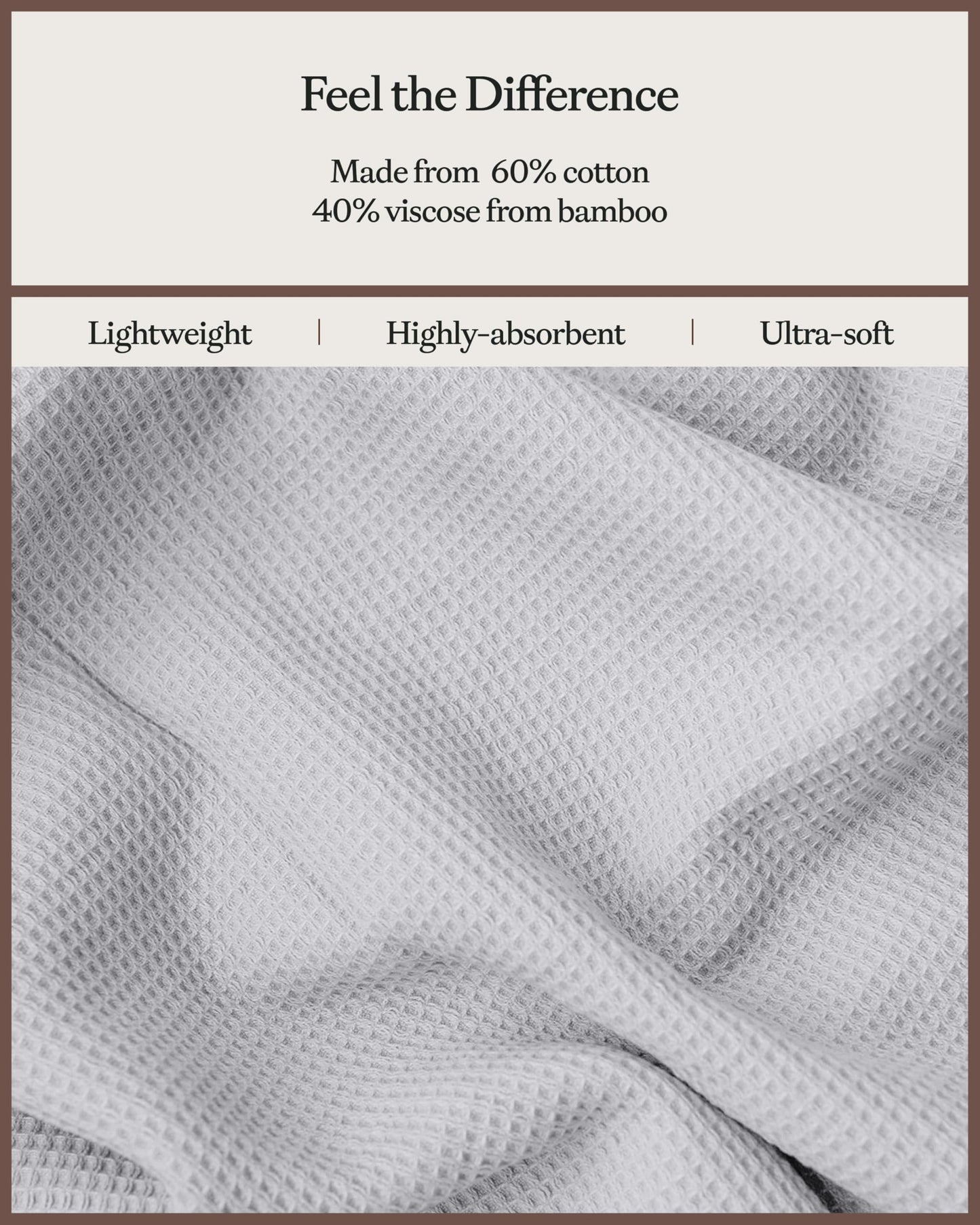 Cozy Earth Waffle Bath Towels - 60% Cotton 40% Viscose from Bamboo Bath Towels 30 x 58 Inches - Soft & Absorbent Terry, Reversible Mini Textured…