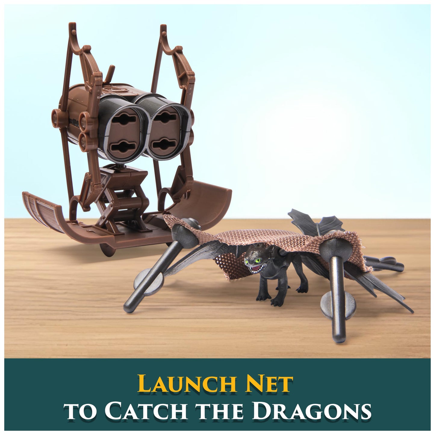 Dreamworks Dragons, 5-Pack Dragon Catcher Set with Hiccup’s Mangler Net Launcher, Kids Toys for Boys & Girls Ages 4 and up