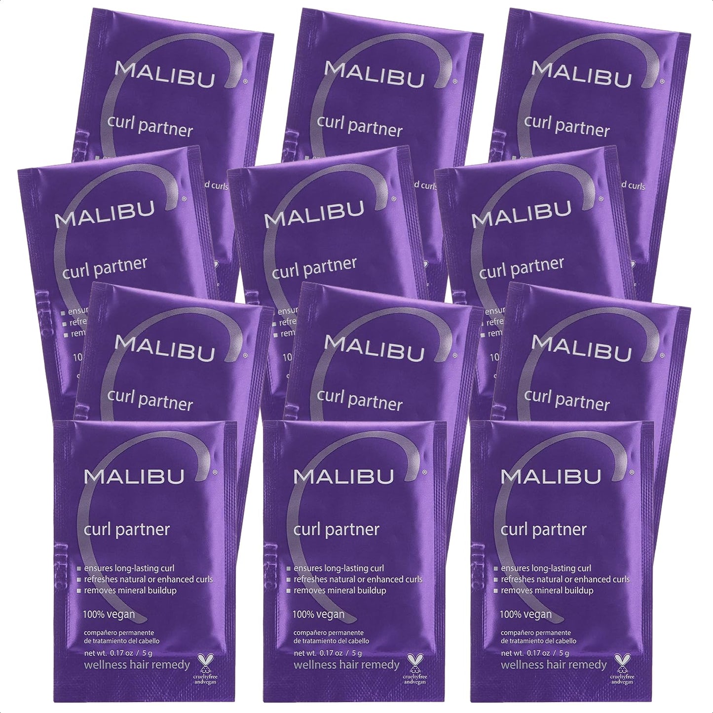 Malibu C Curl Partner Wellness Remedy (12 Packets) - Removes Mineral Build up for Healthier + Bouncier Curly Hair - Contains Gentle Antioxidants