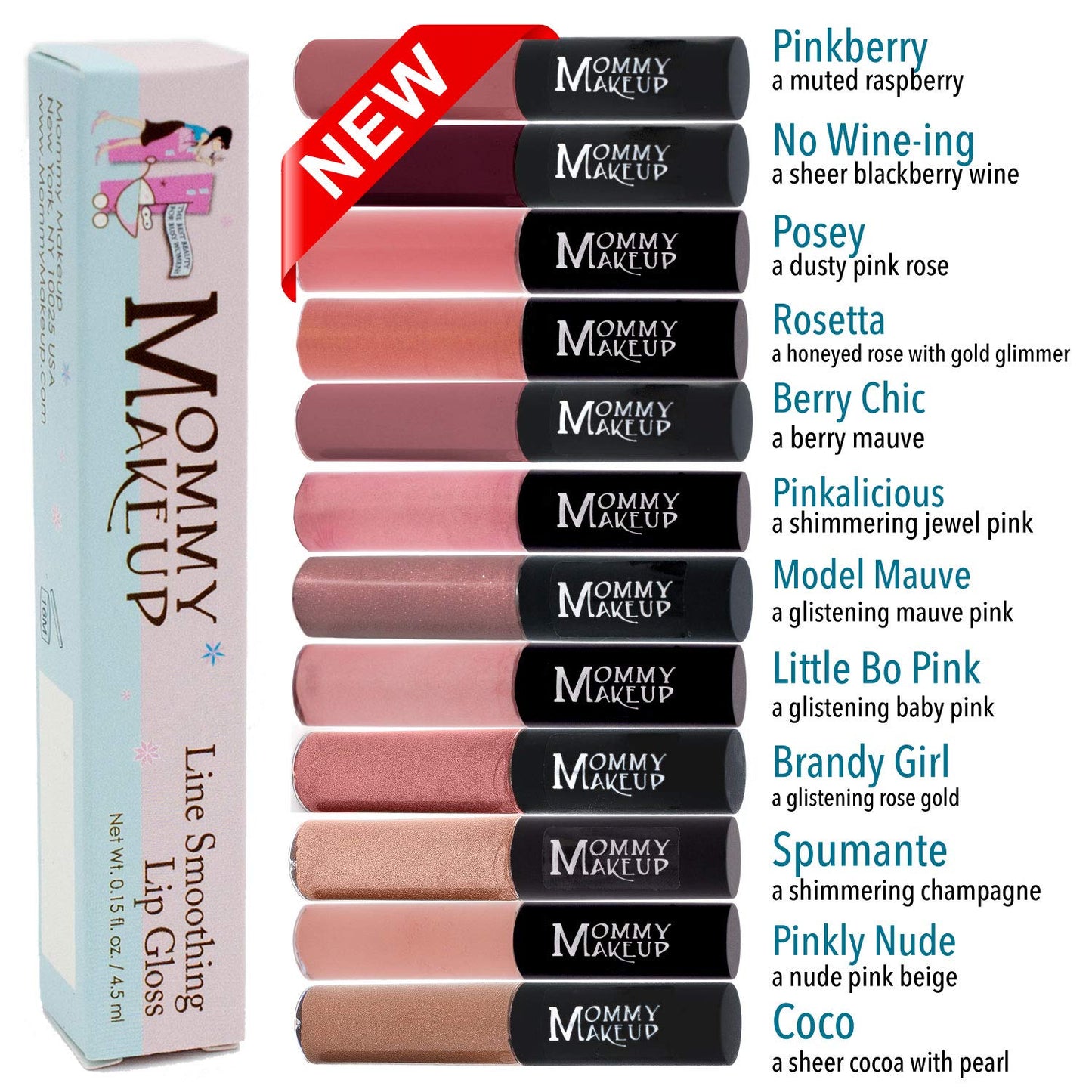 Mommy Makeup Line Smoothing Lip Gloss with Brown Algae & Golden Seaweed - Glossy, Moisturizing, High Shine, Paraben Free Lipgloss in Brandy Girl (A