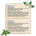 Wavertree & London Basil & Neroli Scented Natural Soap Bars (2 Bars), 7oz Moisturizing French Triple Milled Soap enriched with shea butter - Plant Oil