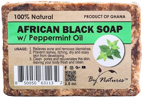 By Natures African Black Soap Peppermint Oil 3.5 Oz (Pack of 1)