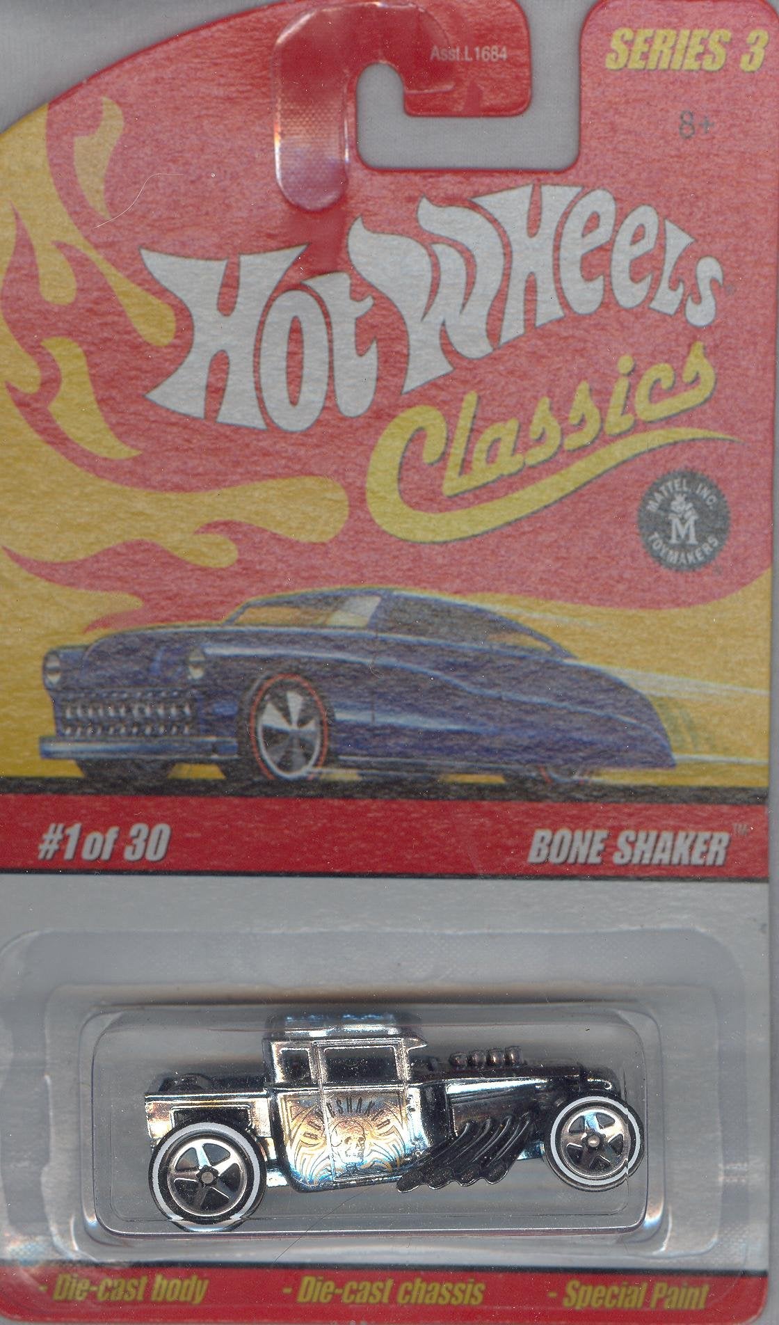 HOT WHEELS 2006 1 of 30 silver BONE SHAKER CLASSICS SERIES 3 1:64 SCALE DIE-CAST BODY/CHASSIS SPECIAL PAINT