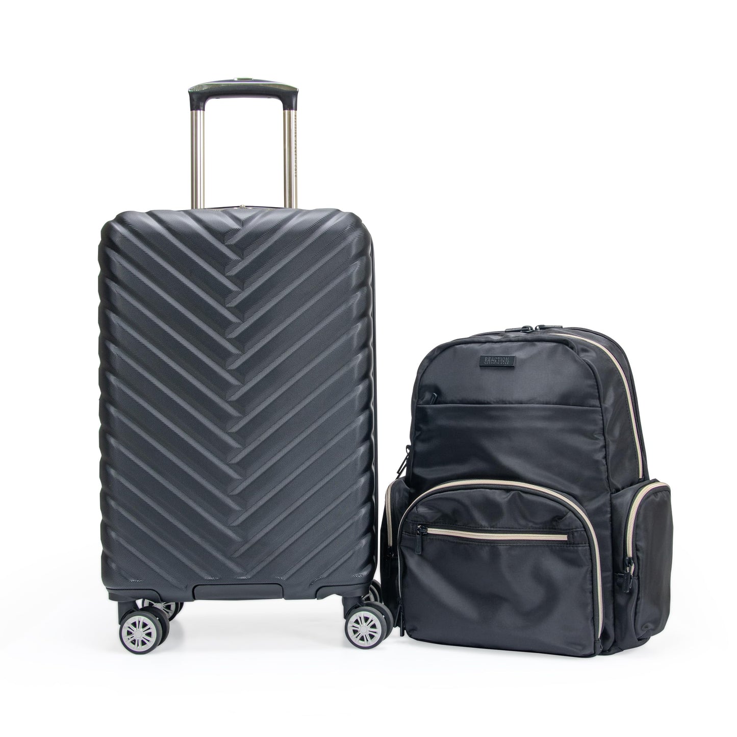 Kenneth Cole REACTION Sophie Women's Silky Nylon 15" Laptop & Tablet Anti-Theft RFID Travel Backpack Bag, Black With 20" Carry-On