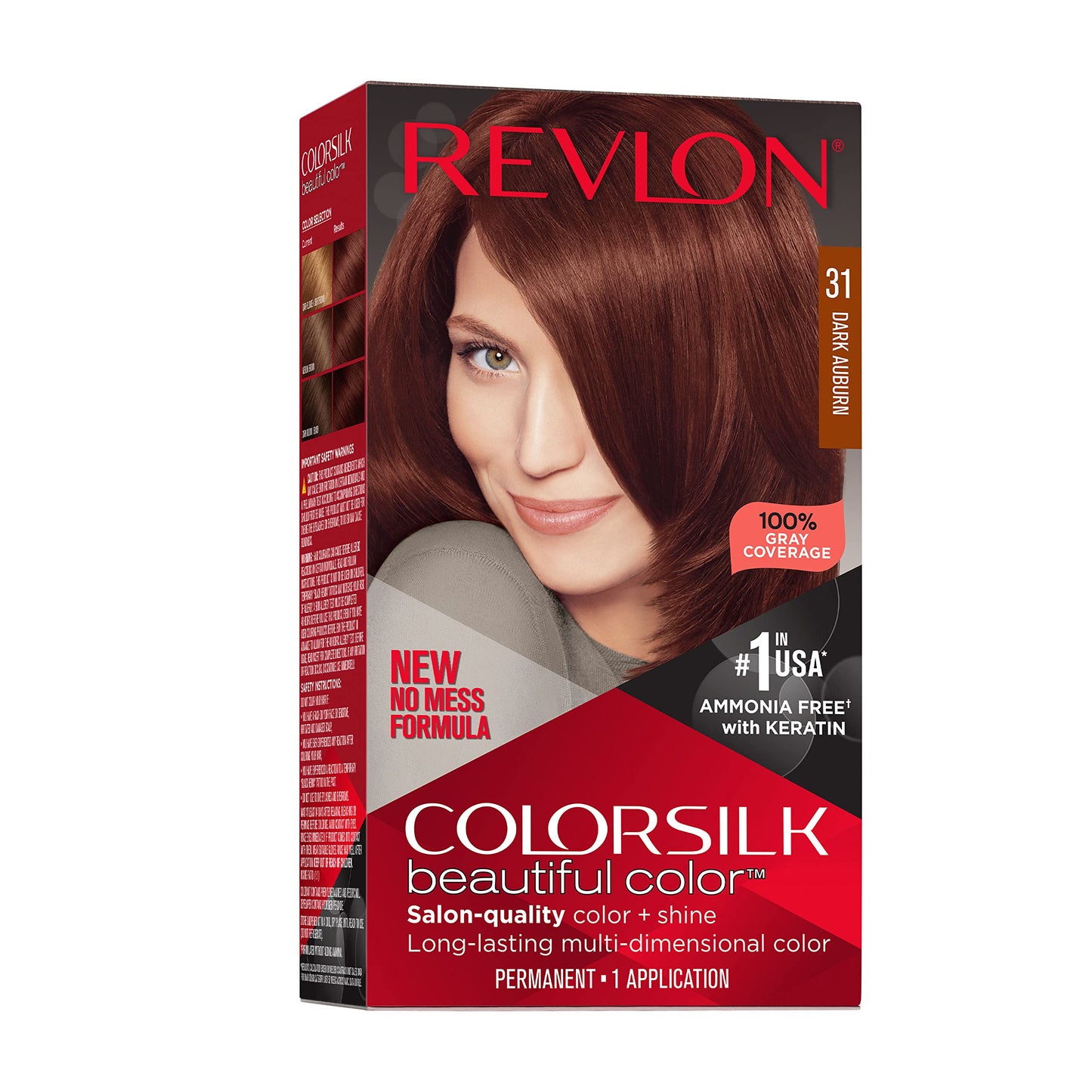 Revlon Colorsilk Beautiful Color Permanent Hair Color, Long-Lasting High-Definition Color, Shine & Silky Softness with 100% Gray Coverage, Ammonia