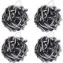 BTYMS 4 Pieces Loofah Sponge Shower Puff Exfoliating Bath Sponge 60g Mesh Pouf Bath Loofahs Black Shower Scrunchies for Bathing