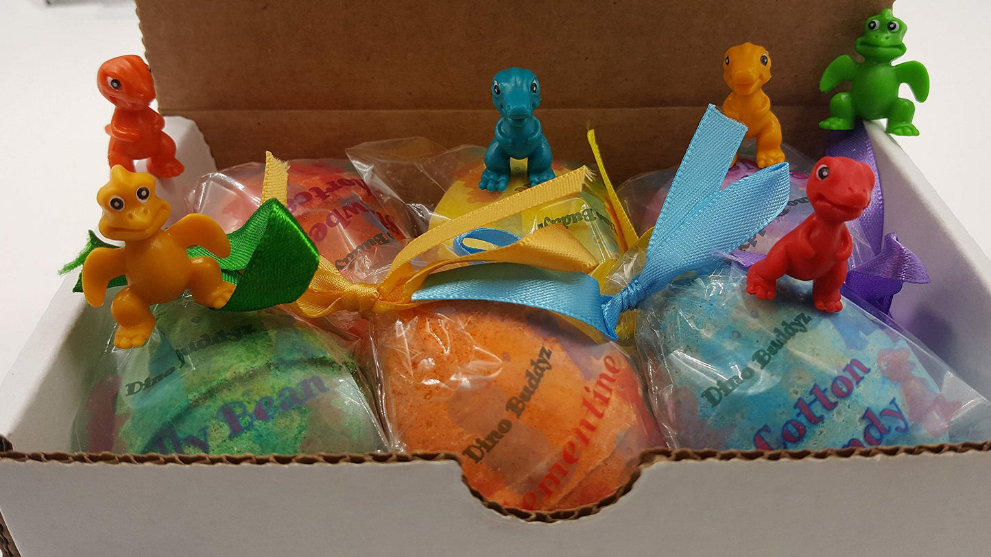 SPA PURE LITTLE DINOS BOMBS: 6 EGG-SHAPED bath bombs for kids with surprise LITTLE DINOS inside, USA Made, Handmade, Natural Bath Bombs, Birthday…