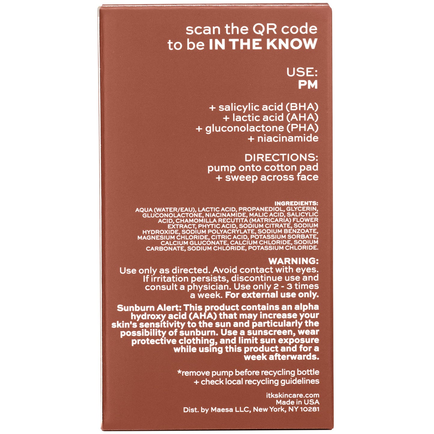 ITK Tri-Acid Facial Toner with AHA, BHA, PHA + Niacinamide - Exfoliate Face + Minimize Pores - Salicylic + Lactic Acid - Brighten Dark Spots + Glow, 5