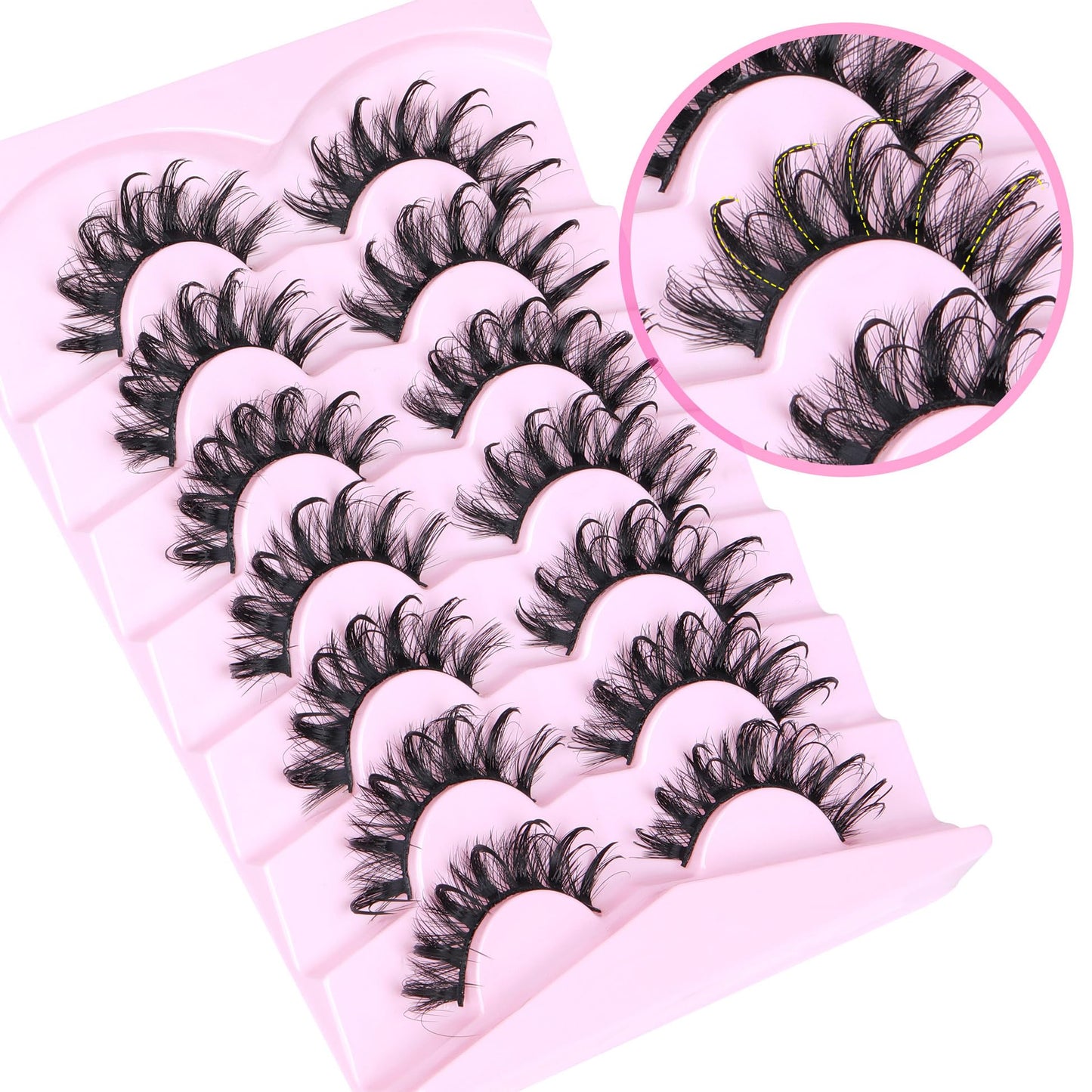 Lashes Wispy False Eyelashes Natural Fairy Fake Eyelashes Cat Eye Lashes Mink Long Strip Eyelashes Doll Manga Lashes 7 Pairs C Curly Lashes Pack by Beauty and Personal Care ALICROWN HAIR