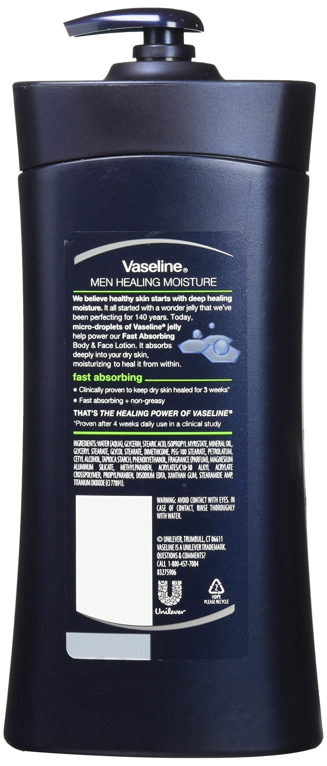 Vaseline Men Body and Face Lotion , 20.3 Ounce Bottle(Pack of 2)