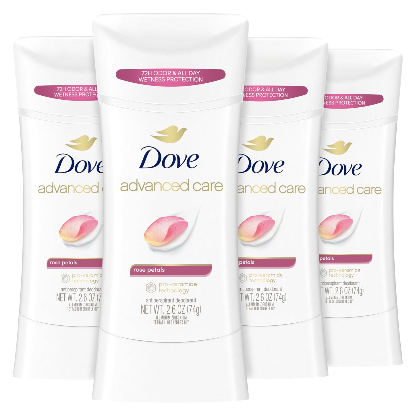 Dove Advanced Care Antiperspirant Deodorant Stick Rose Petals 4 Count for after shave care for underarms 72 hour odor control with all-day sweat Beauty and Personal Care Dove