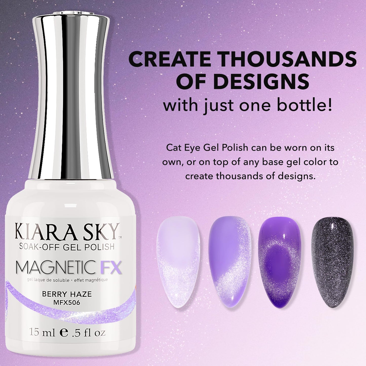 KIARA SKY Cat Eye Gel Nail Polish 15ml | Purple Lilac Magnetic FX Gel Polish Soak Off | UV LED Nail Lamp Gel | Metallic Velvet Cat Eye Gel Polish Nail Beauty & Personal Care KIARA SKY