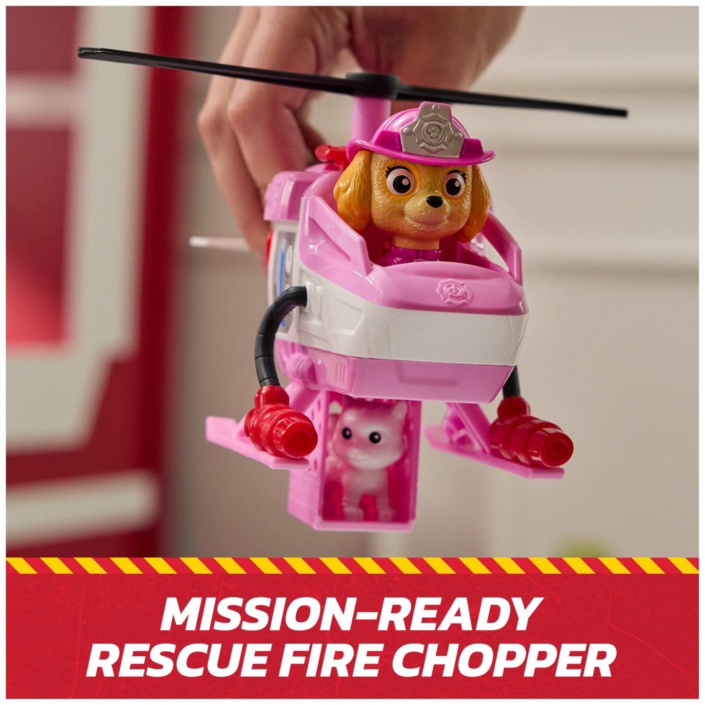 PAW Patrol Fire Rescue Skye Chopper – Toy Helicopter with Skye Figure & Kitty Friend, Action Playset for Kids Ages 3+