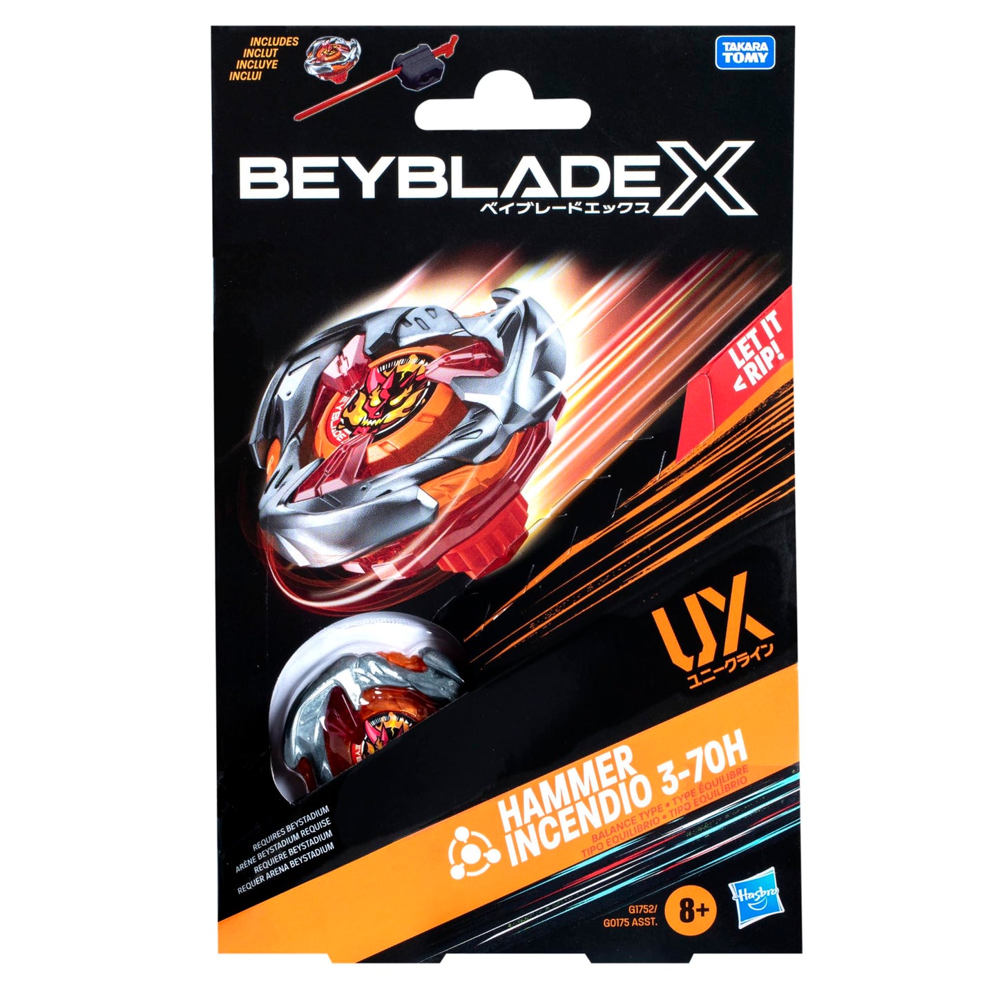 Beyblade X Hammer Incendio 3-70H UX Starter Pack Set with Balance Type Top and Launcher; Authentic Takara Tomy Battle Tops Games/Toys for Boys and…