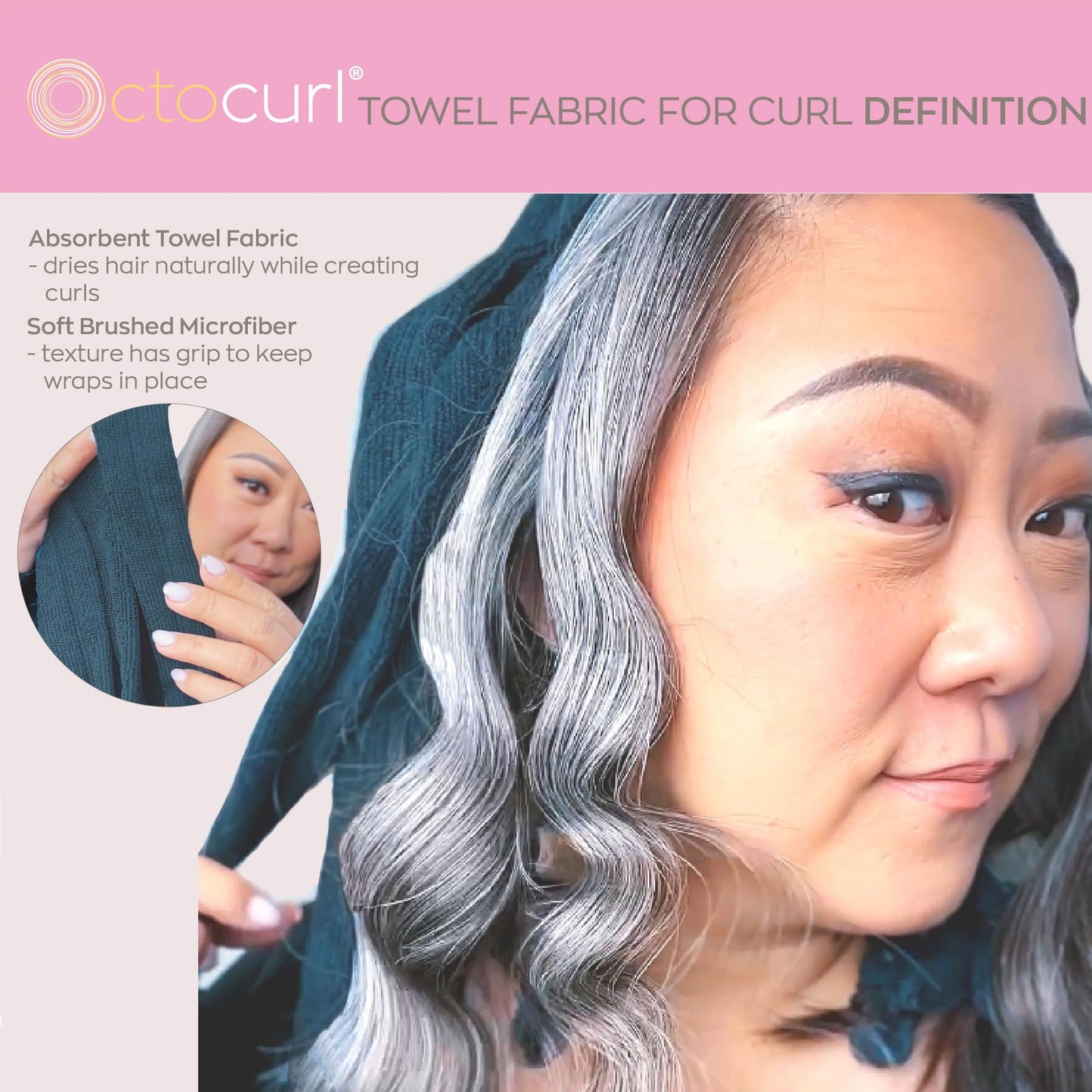 Octocurl Heatless Curls Headband - Hair Curlers to Sleep In - Heatless Curlers for Medium Length Hair (Microfiber - White)
