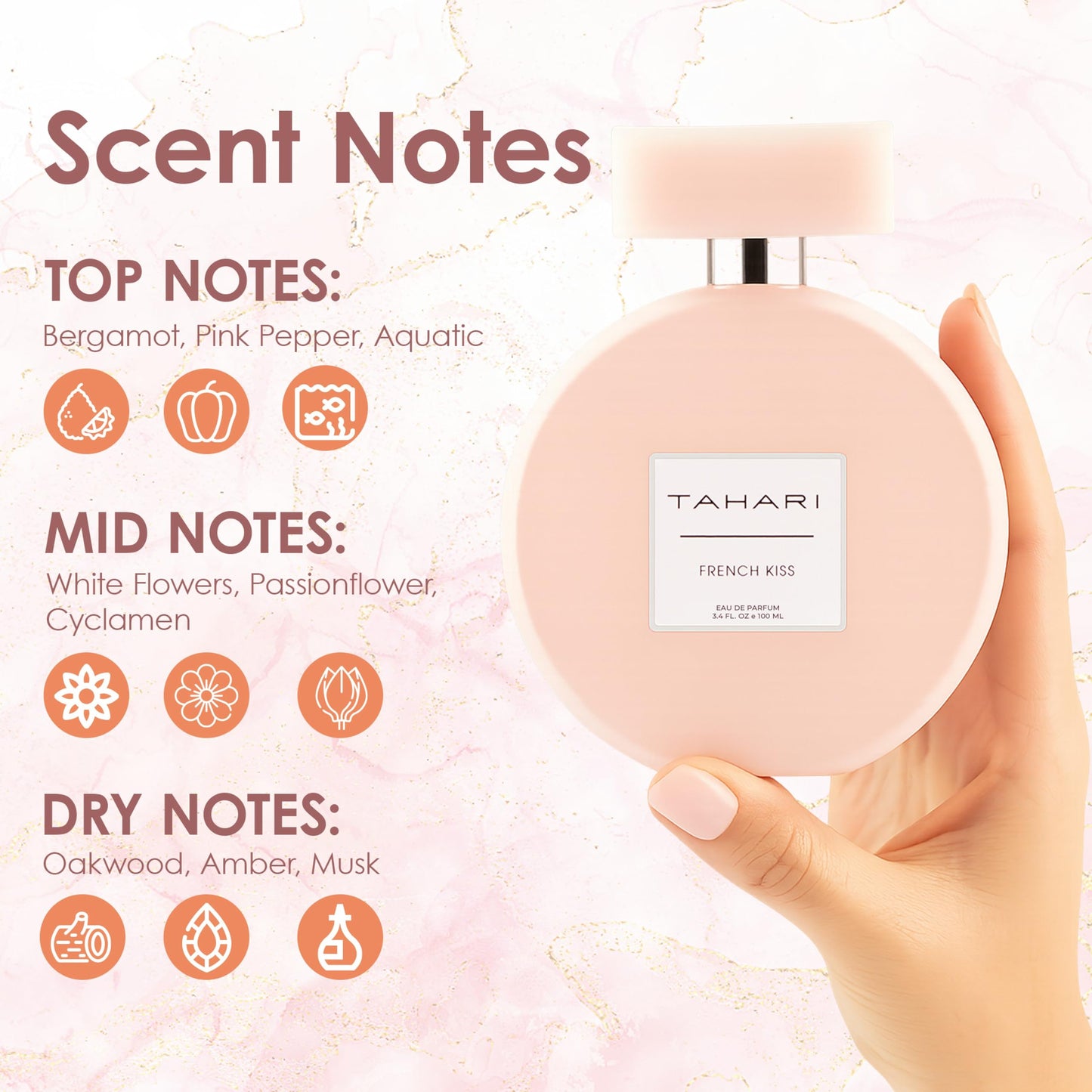 TAHARI Eau de Parfum for Women - Sweet & Seductive French Kiss Long-Lasting Fragrance, Affordable Perfume for Ladies, Elegant Cologne, Feminine Scent