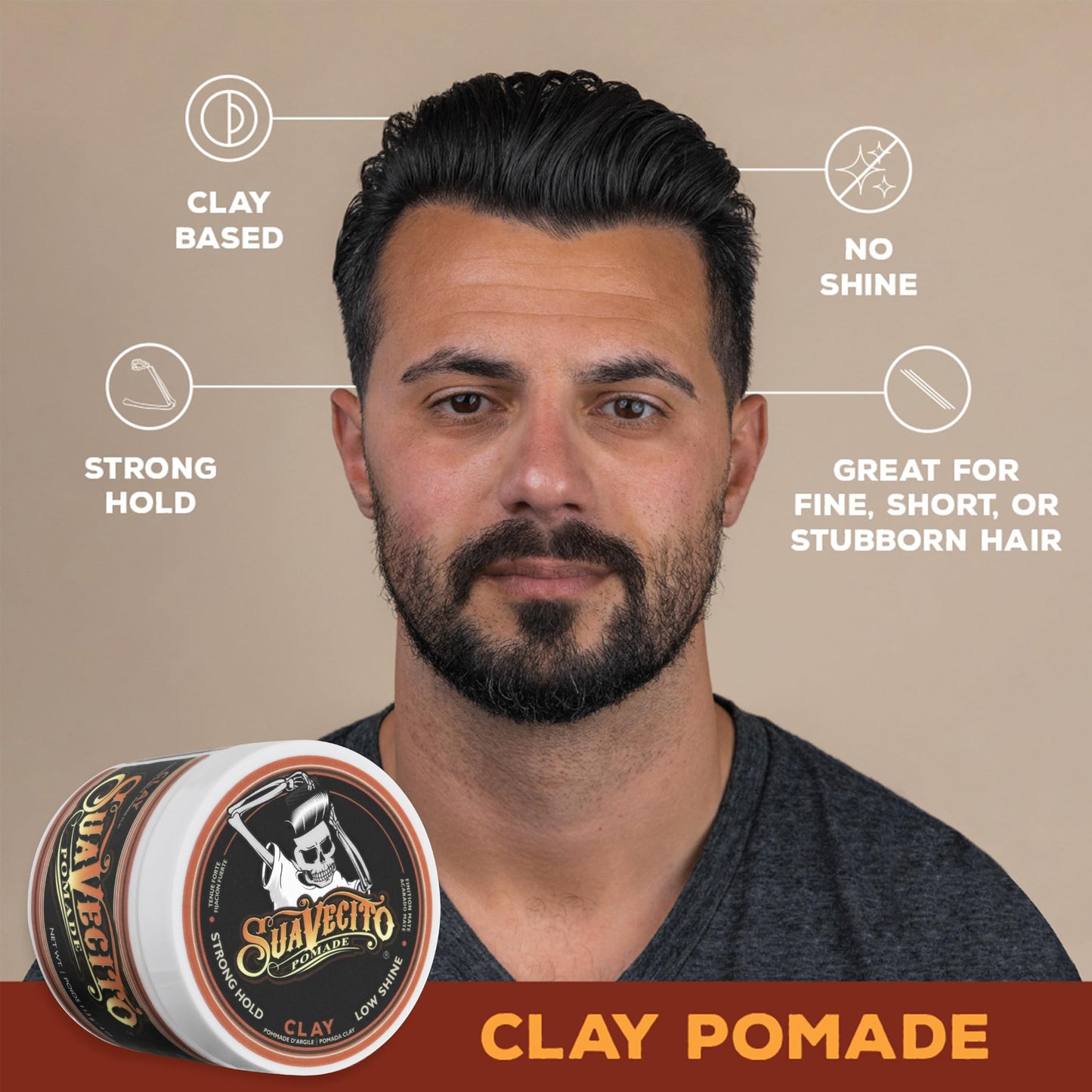 Suavecito Hair & Body Essentials Bundle: Firme Clay Hair Styling Pomade, Moisturizing Body Soap, Hydrating Shampoo & Nourishing Conditioner