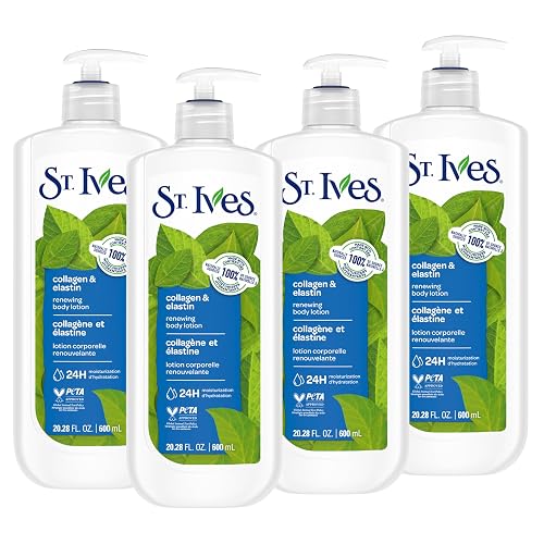 St. Ives Renewing Hand & Body Lotion for Women with Pump, Daily Moisturizer Collagen Elastin for Dry Skin, Made with 100% Natural Moisturizers, 21 fl