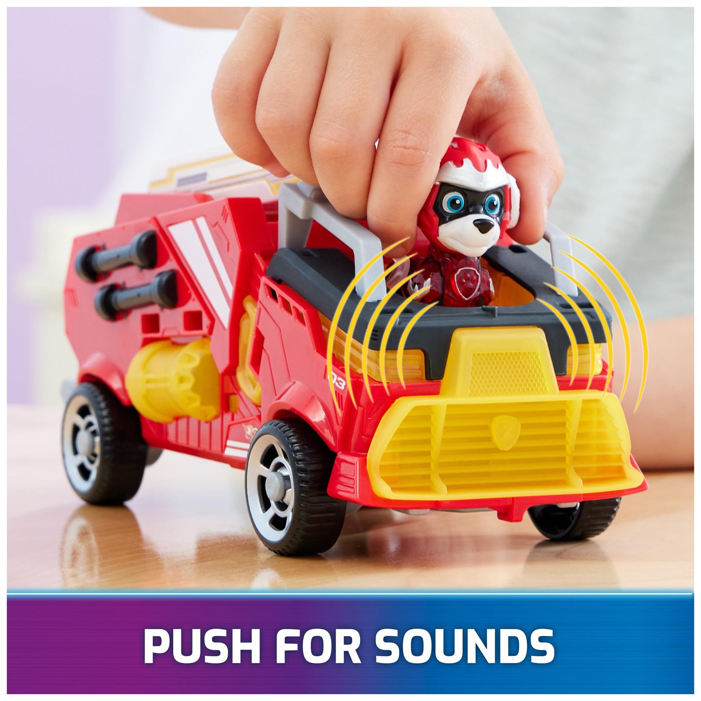 PAW Patrol: The Mighty Movie, Firetruck Toy with Marshall Mighty Pups Action Figure, Lights and Sounds, Kids Toys for Boys & Girls 3+