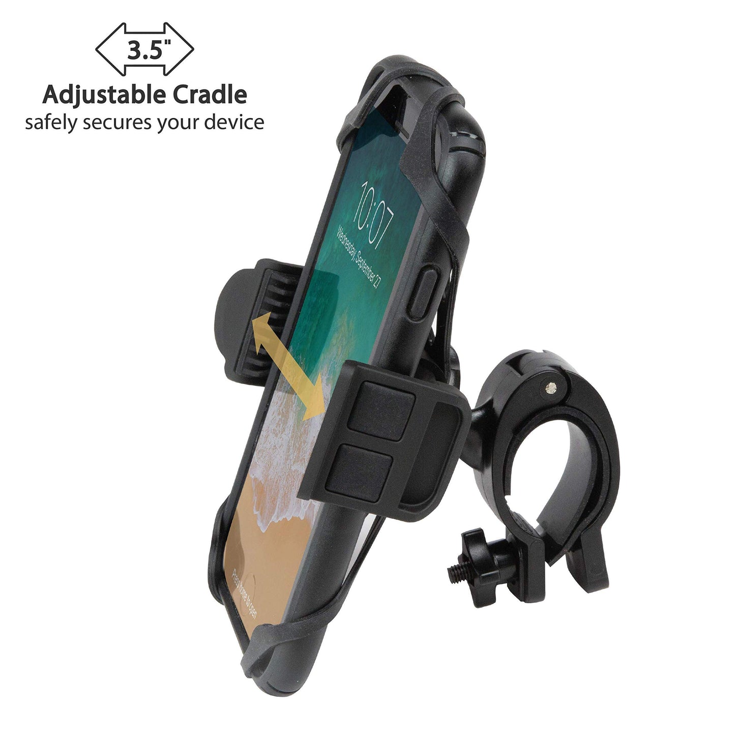 Scosche HDM3SM-RP Handlebar Bike Phone Mount with Universal Phone Holder, Elastic Safety Bands, and Adjustable Clamp for Mobile Phone Device