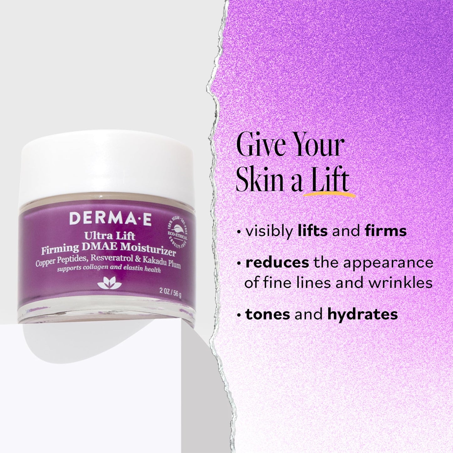 Derma E Firming DMAE Moisturizer - Copper Peptides, Resveratrol & Kakadu Plum - Supports Collagen and Elastin Health- Vegan Facial Skin Care, 2oz