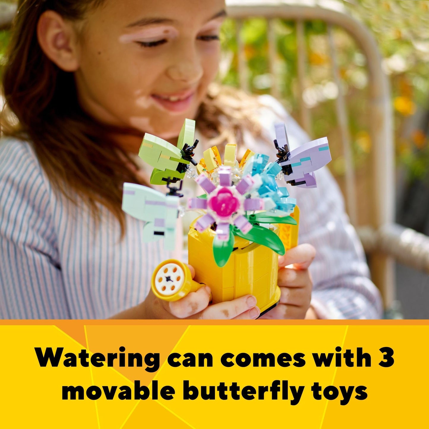 LEGO Creator 3 in 1 Flowers in Watering Can 31149, Buildable Toy Set for Kids Ages 8+, Rebuild into Rain Boots or Birds, Fun Creative Gift
