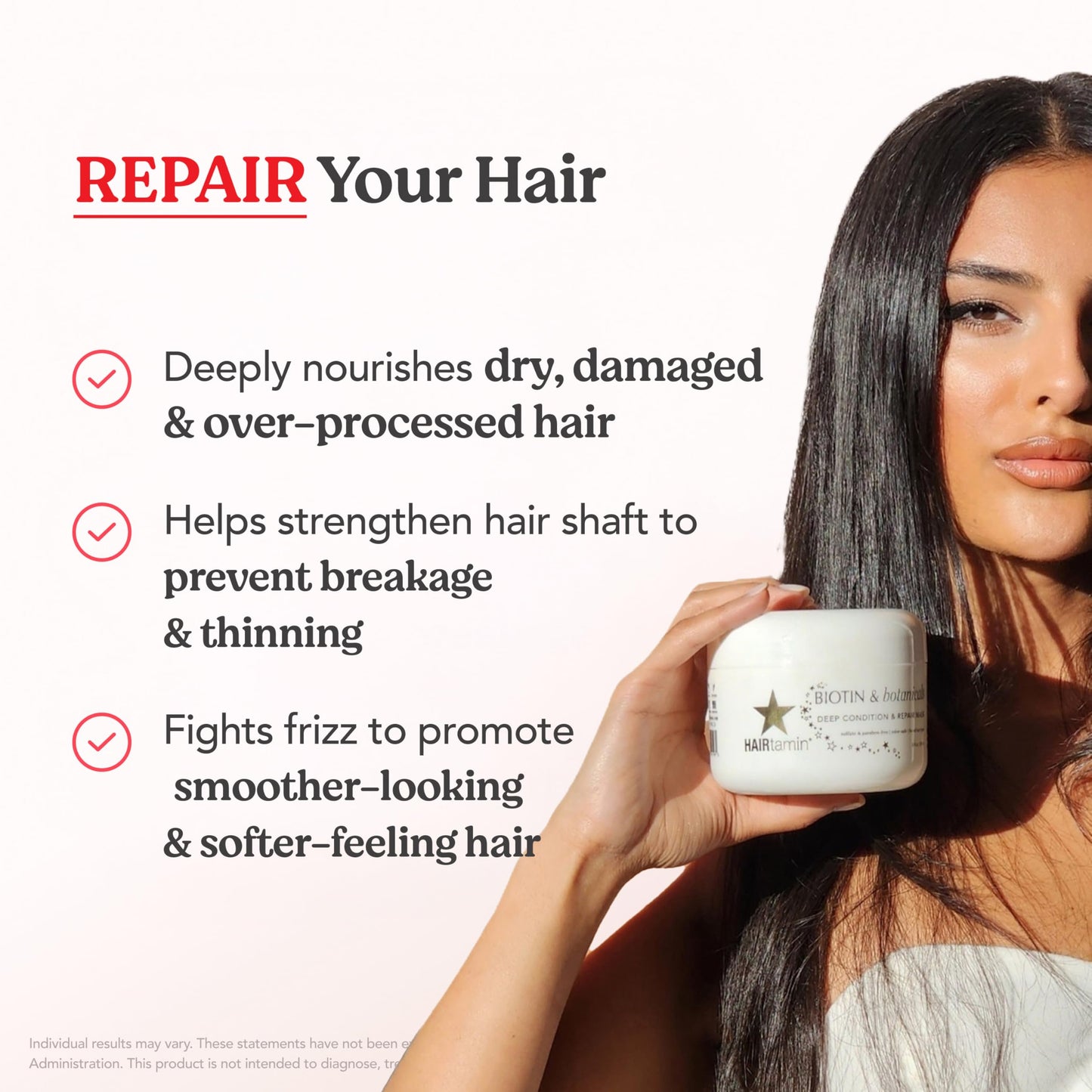 HAIRtamin Hair Conditioner - Biotin & Botanicals Deep Conditioning Mask for Dry, Damaged, Bleached Hair Repair, Moisturizing Hair Treatment for Curly