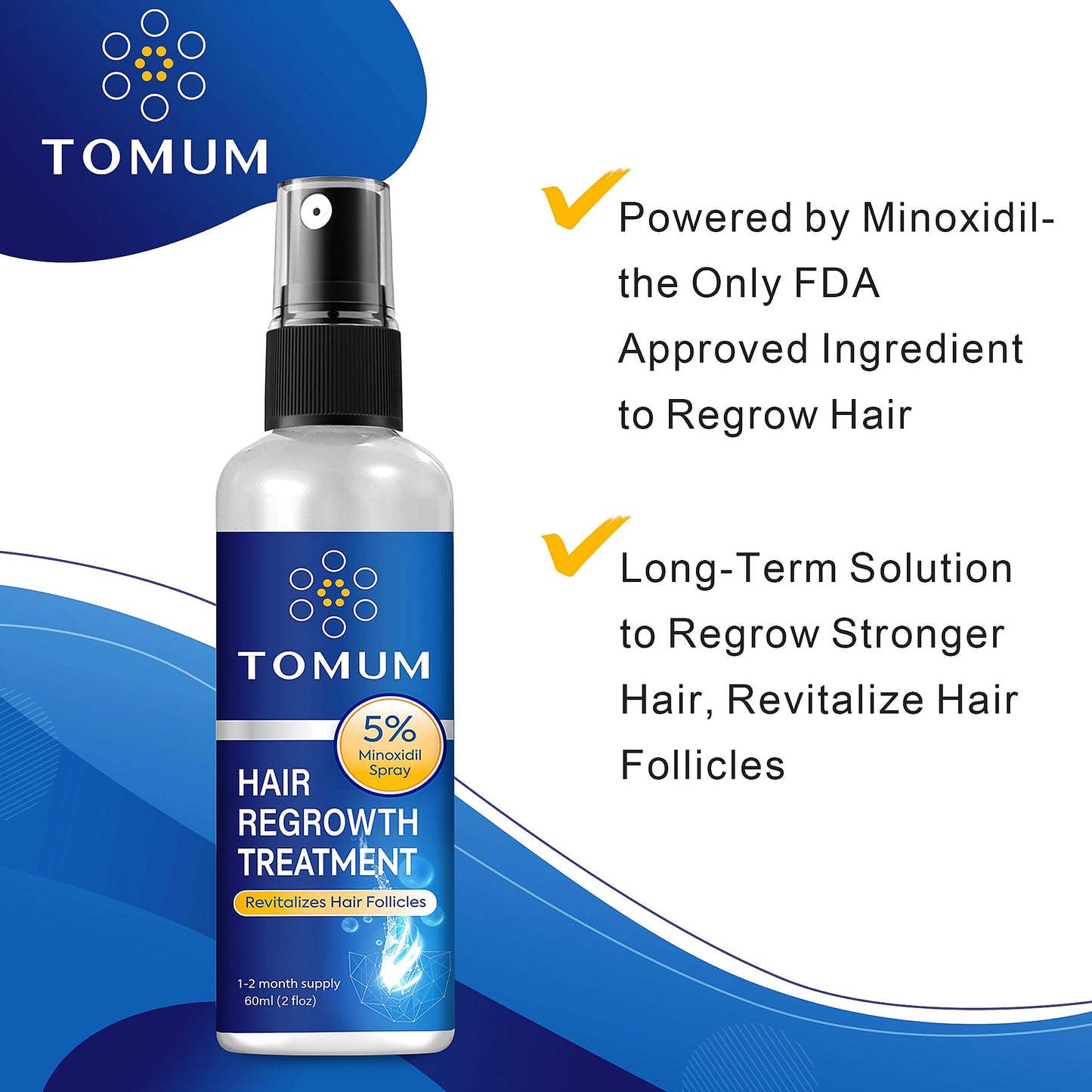 Minoxidil for Men and Women Hair Growth: 5% Minoxidil Topical Spray Hair Regrowth Treatment Stop Hair Thinning and Hair Loss For Stronger Thicker Beauty and Personal Care TOMUM